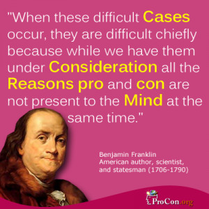 Benjamin Franklin - When these difficult Cases occur, they are ...