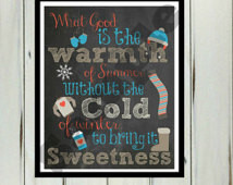 Winter Quote Cold Weather Saying Ch alkboard Christmas Holiday Digital ...