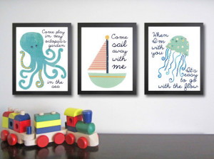 Nursery Art - Children's Quotes - Nautical Children's Decor, (3) 11 x ...