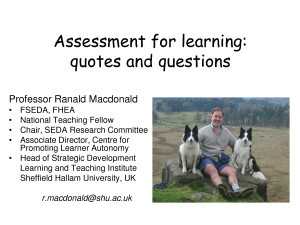 Assessment for learning: quotes and questions by Yfz25r6