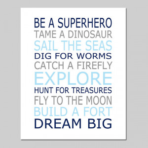 Be a Superhero Playroom Rules Baby Boy Nursery Art Quote - 11x14 Print ...