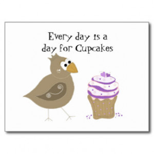 Whimsical Bird and Cupcake Post Cards
