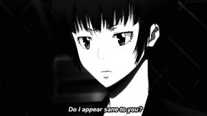 anime black&white anime girl sane gif insane quote psycho-pass