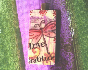 Love - Gratitude - Wearable Art - On a Domino Pendant ...