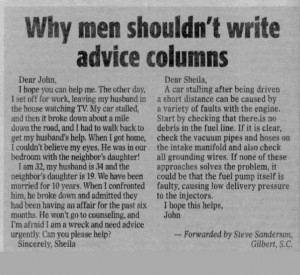 CARTOON: Why Men Shouldn't Write Advice Columns