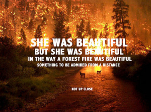, fire, forest, forest fire, girl, good omens, neil gaiman, quote ...