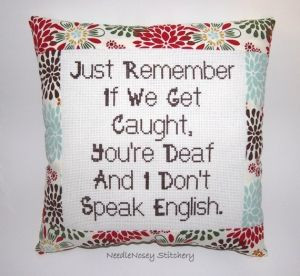 ... Funny Crosses, Funny Quotes, Crosses Stitches, Decor Pillows, Bff