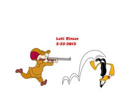 Elmer Fudd cant shoot Daffy Duck by L-Rid