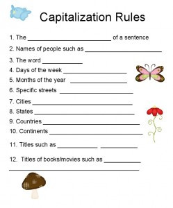 Capital Letters – circle the words that should be capitalized.