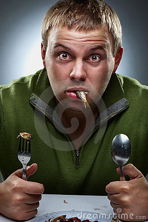 Portrait Funny Hungry Man Royalty Free Stock Photography Image