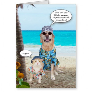 Funny Dog/Lab Hawaiian Birthday Card