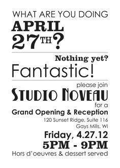 Hooray! Official grand opening announcement. Grand opening invite was ...