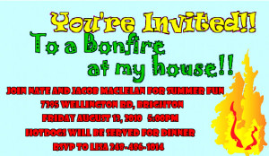 bonfire birthday party invitations