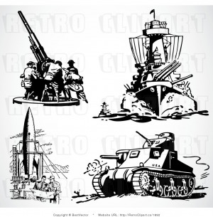 -free-black-and-white-retro-vector-clip-art-of-a-collage-of-military ...