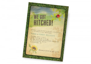 We Got Hitched! Picnic wedding reception invitation