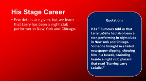 ... club performer in New York and Chicago. Quotations P.31 Rumours told