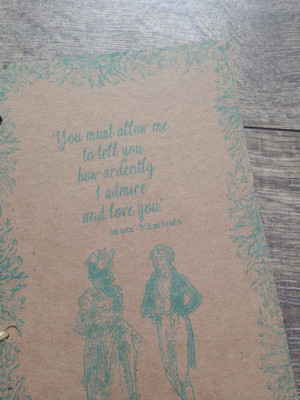 ... Notebook-Mothers Day gift-Rustic- Vintage Journal- Jane Austen Quote