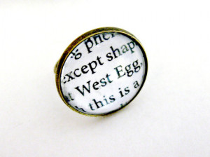 The Great Gatsby Quotes Book Page Jewelry Ring West Egg WestEgg ...