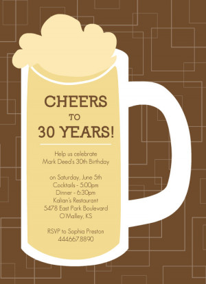 Brown Beers Cheers Birthday Invitations