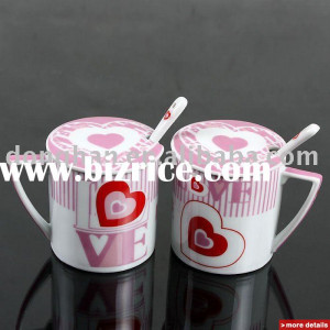 design porcelain coffee mug with lid and spoon China Mugs for sale