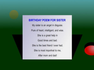 birthday poem for sister from our Facebook Page 