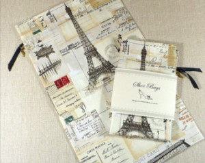 Paris, Shoe Bags, Travel, postcards , drawstring bag, cotton, set of 2 ...