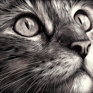 Cats face – scratchboard art – this artist must be really good ...