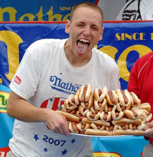 The world record for competitive hot dog eating has been broken in the ...