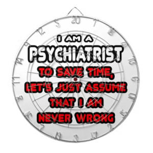 Funny Psychiatrist T-Shirts and Gifts Dartboard With Darts