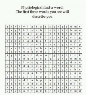 Topic: Physiological find-a-word - The first three words you see will ...