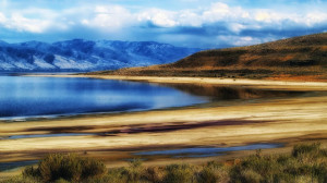 The great salt lake in utah hdr beach grass HD Wallpaper