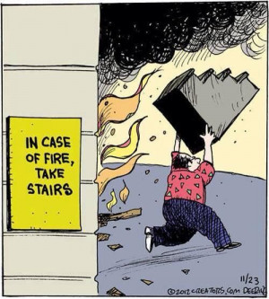 In case of fire, take stairs
