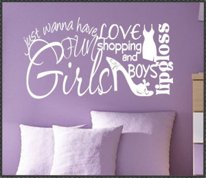 Vinyl Wall Lettering Quotes Girls Love Shopping Boys Word Collage