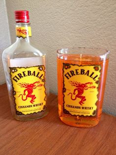 Slow burning fireball scented gel candle in original Fireball Whiskey ...