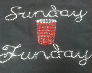 SALE Sunday Funday red solo cup fun ny rhinestone bling womens shirt ...
