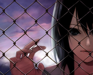 - angry, chain fences, sky, anime, art, black hair, fence, anime ...