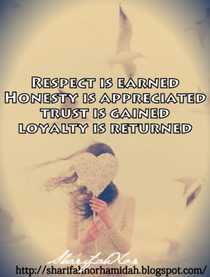 respect is earned honesty is appreciated trust is gained loyalty is ...