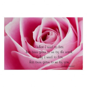 Pink Rosebud Love Quote Poster