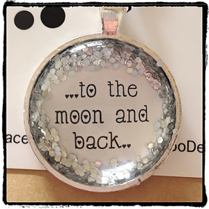 To The Moon And Back quote silver glitter by KitschyKooDesign, $12.00