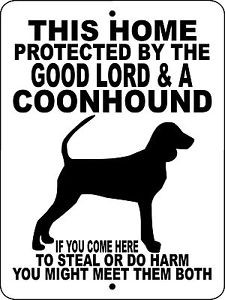 ... -SIGN-COON-HUNTING-Coon-Hunting-Decal-Guard-Dog-9-x12-Aluminum-GLCH