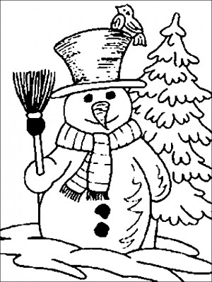 snowman coloring book page happy snowman holding up a snowman coloring ...