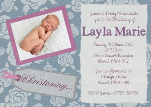 Printable Baby Girl Christening Baptism Invitation Invite Card DIGITAL ...