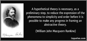 hypothetical theory is necessary, as a preliminary step, to reduce ...