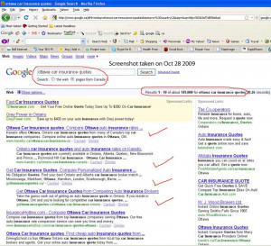 ... search for “Ottawa car insurance quotes” on Google.ca: Example 10