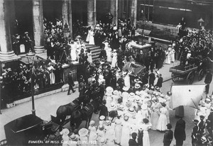 Emily Davison’s coffin outside St George’s, Bloomsbury saluted by ...