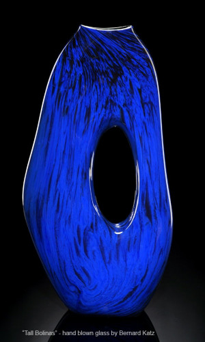 Tall Blue Bolinas by Bernard Katz. Hand blown art glass sculpture ...