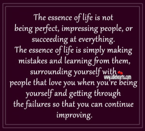The Essence Of Life Is Not Being Perfect