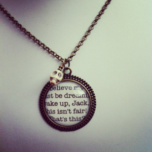 nightmare before christmas jack skellington quote necklace with skull ...