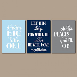 BOY Nursery Quote Boy Nursery Wall Art Quote Wall Art Dream Big Let ...