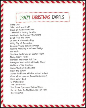 crazy christmas carols printable